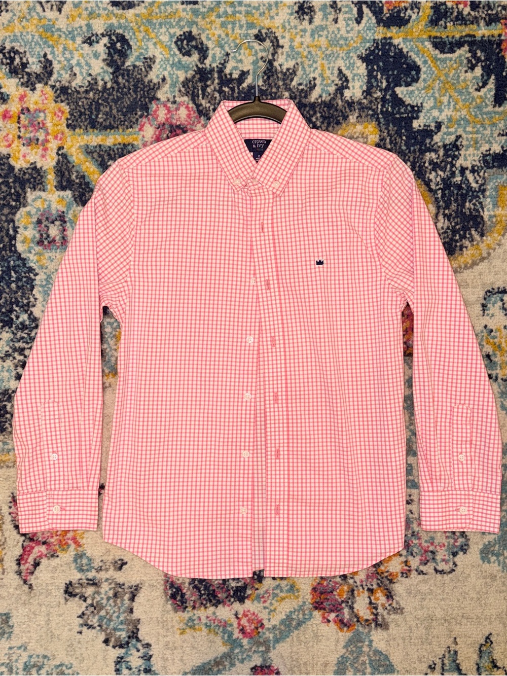 Crown & Ivy Kids Pink Gingham Button Down Shirt